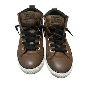 Chuck Taylor Converse All Star Brown Leather Shoes Junior Teen Sz 5
